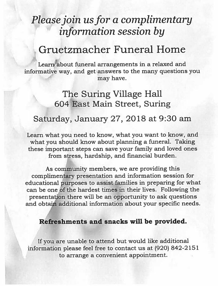 Complimentary Information Session by Gruetzmacher Funeral Home ...
